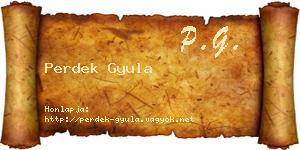 Perdek Gyula névjegykártya
